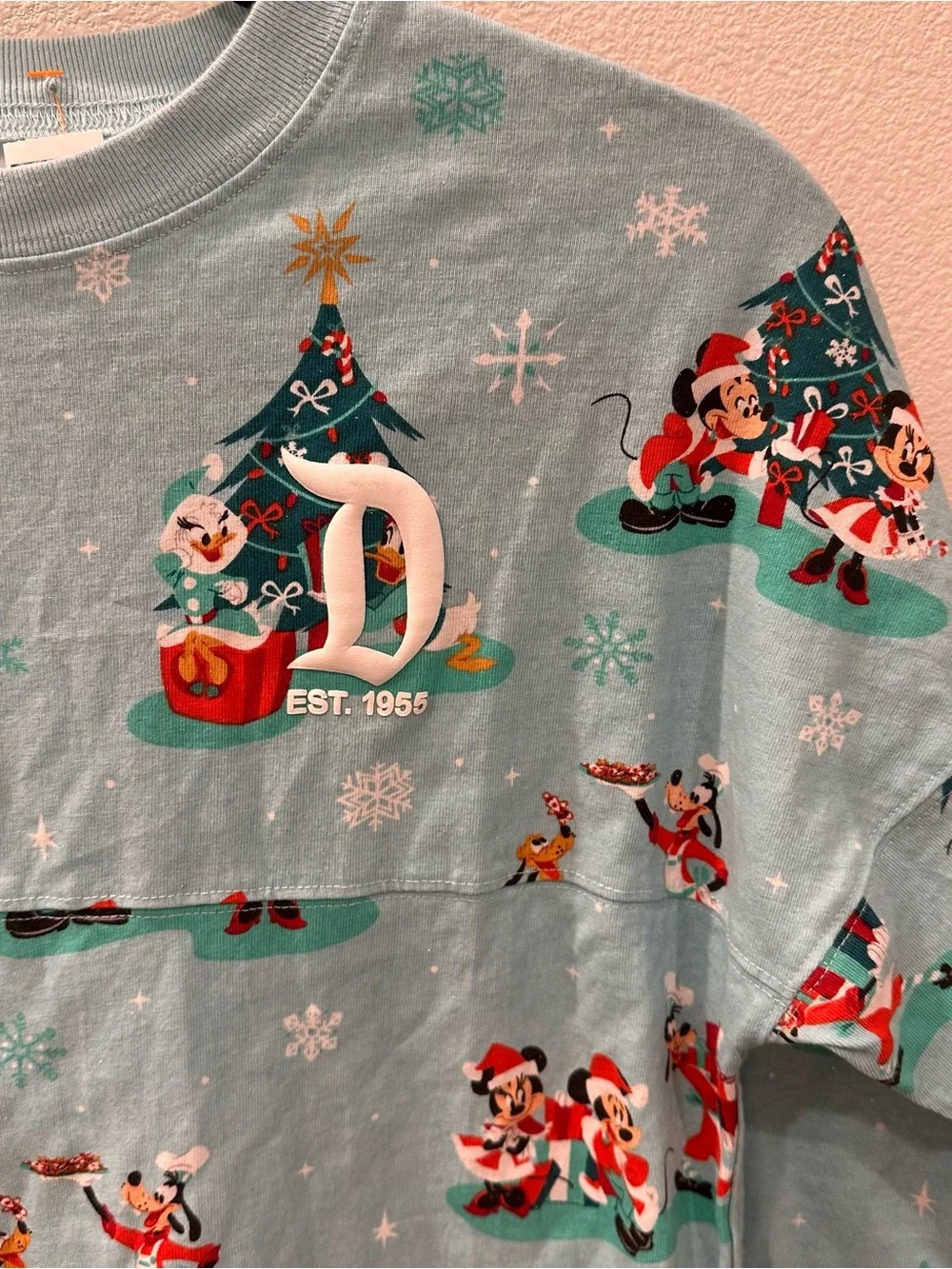 Disney Kids' Light Blue Holiday Santa Mickey & Friends Spirit Jersey